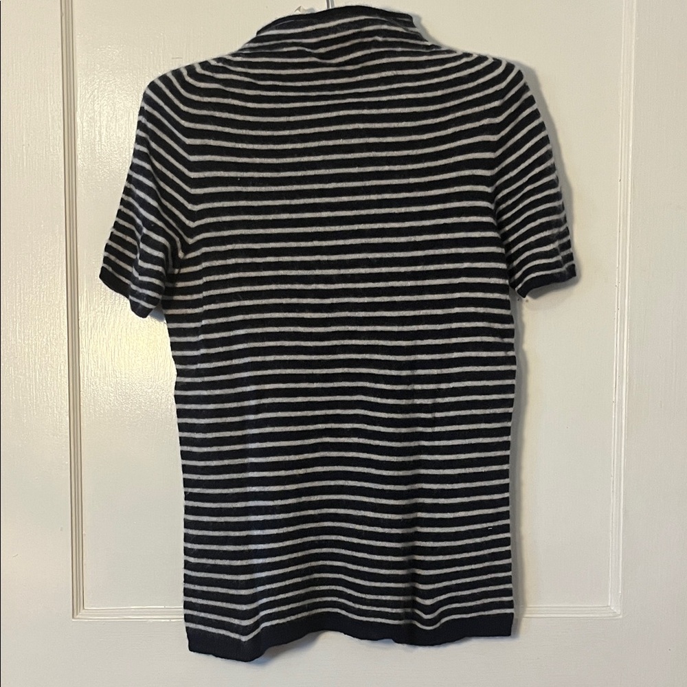 MaxMara short sleeve nautical cashmere Navy and Gray Striped Sweater size small - Picture 3 of 7